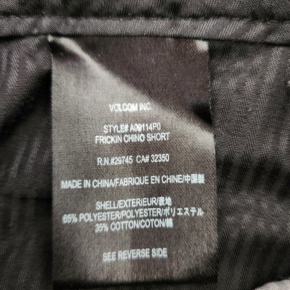 Volcom FRICKIN CHINO SHORT Men’s Khaki Shorts Size 36 waist, 10.5“ Inseam - Picture 10 of 11